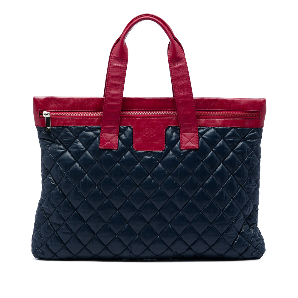 Pre-Loved Chanel Large Bicolor Quilted Nylon and Lambskin Coco Cocoon Flat Tote